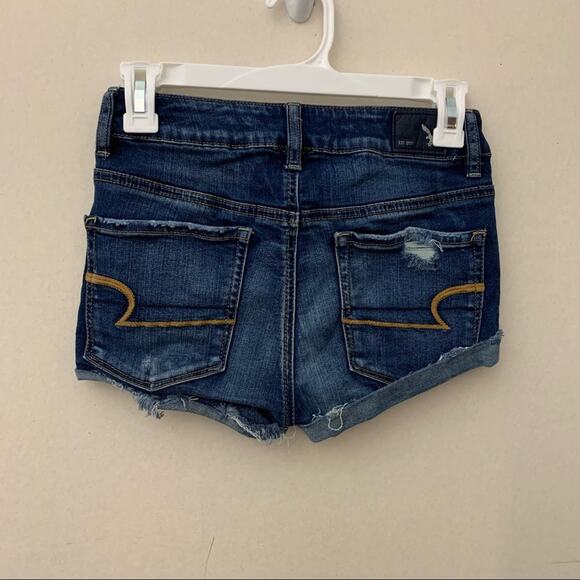 American Eagle Hi Rise Shortie Lace Peekaboo Pockets Distressed - Picture 2 of 5